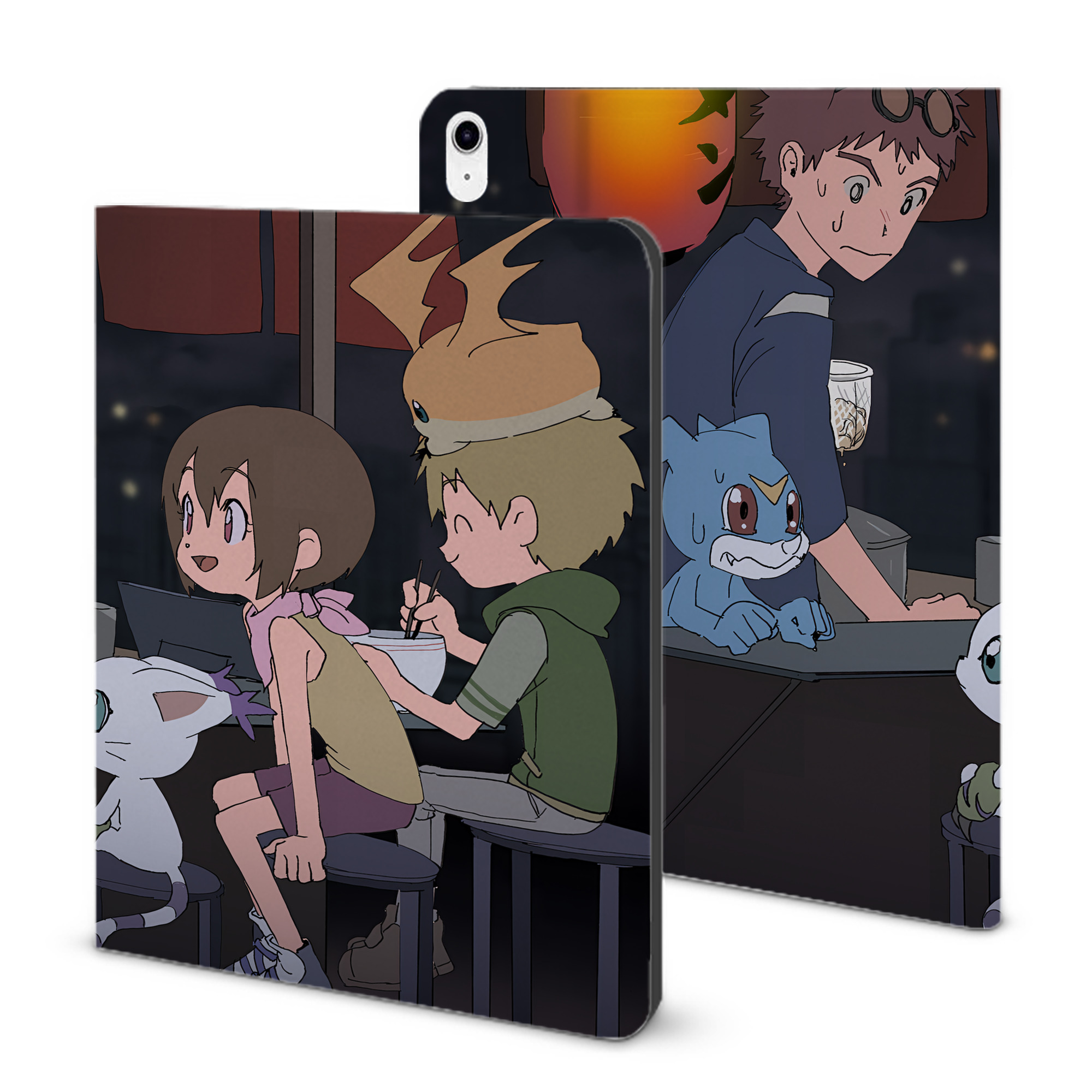 （画像用） Digimon デジタルモンスター/デジモン IPad ケース ブック型 PUレザー TPU 耐衝撃 軽量 薄型 ペン収納なし 全面保護 IPad 各モデル対応